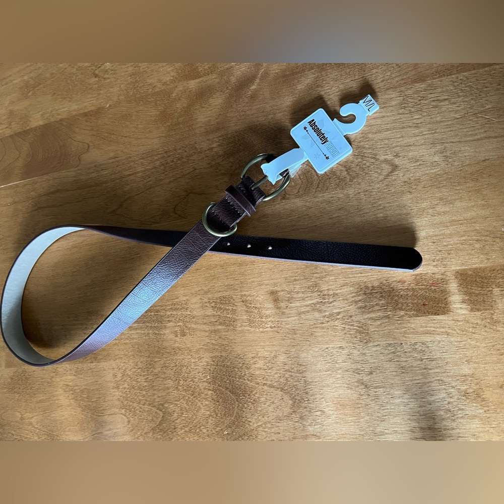 Brown Faux Leather Belt with Silver Buckle
